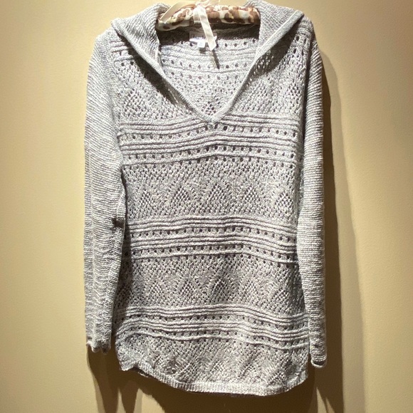 Cloud Chaser Sweaters - NWOT Boho Gray Knit V-neck Hoodie Sweater XL